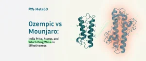 Two 3D peptide molecules comparing Ozempic and Mounjaro India price access and effectiveness winner