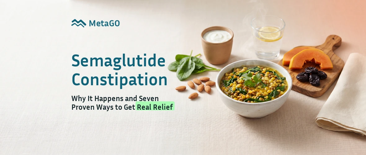 Still life of Indian dal leafy greens papaya and almonds high-fiber foods for semaglutide constipation relief on Ozempic and Wegovy