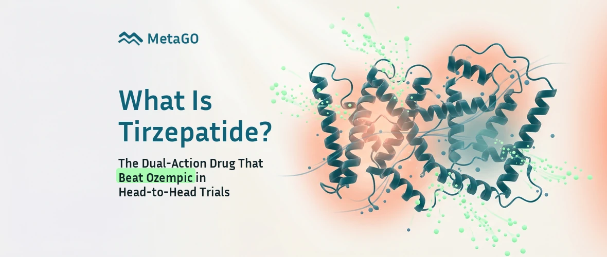 What is tirzepatide: ribbon model of the dual GLP-1 and GIP peptide that beat semaglutide in SURPASS head-to-head trials